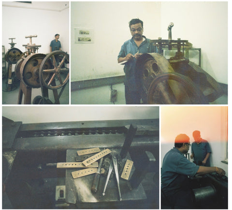 The jewellery fabrication process. The machines used to shape a thread of silver.