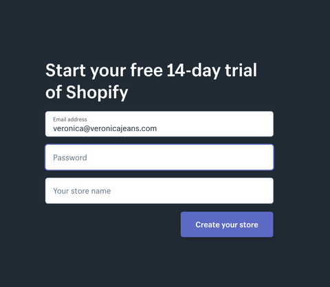 Regístrese para una prueba de Shopify - Veronica Jeans Shopify Expert