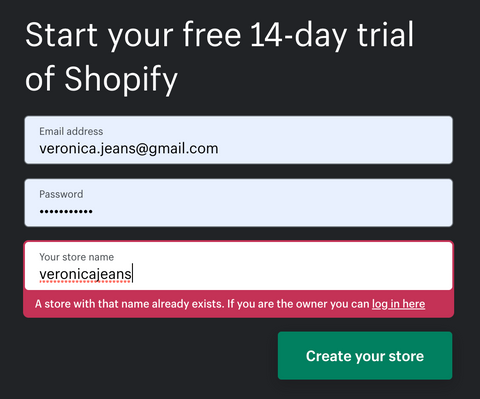 descubrir si puedes registrar tu nombre en Shopify - Veronica Jeans Shopify Expert