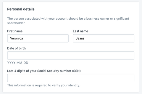 Personal Information for your  payment provider information - Veronica Jeans Shopify Expert