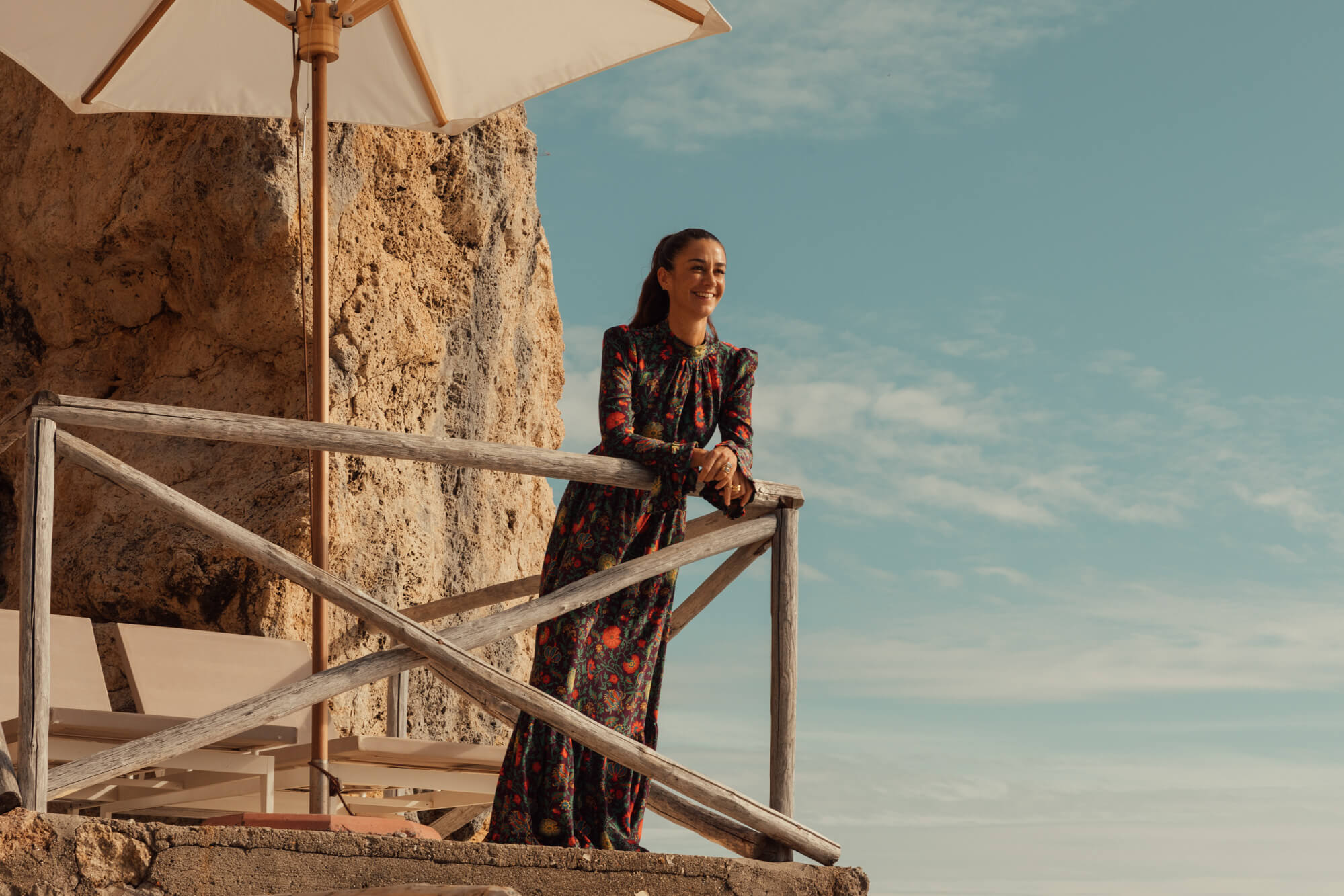 Marie-Louise Sciò, CEO, Creative Director and "Chef of Magic" of the Pellicano Hotels group comprising iconic Il Pellicano in Porto Ercole, La Posta Vecchia on the Roman seaside, and Mezzatorre in Ischia, here in Hotel Il Pellicano in Porto Ercole shot by Cerruti Draime.