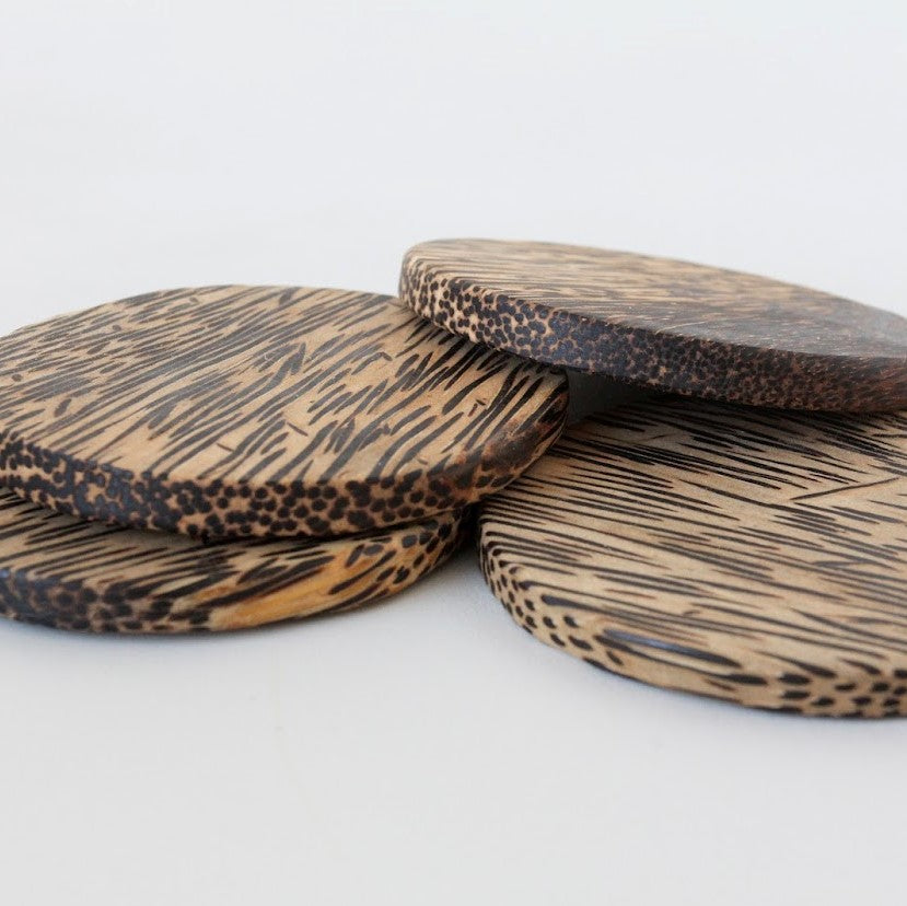 Palm Wood Coaster Set