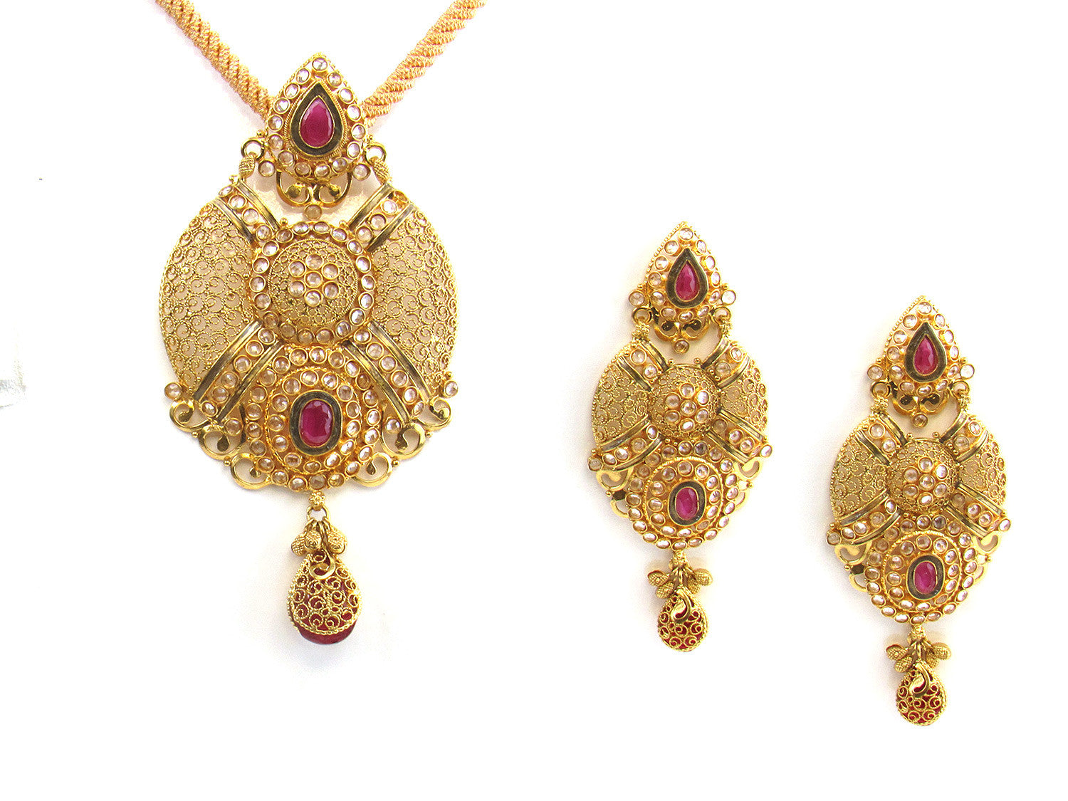 39.15g 22kt Gold Antique Pendant Set 