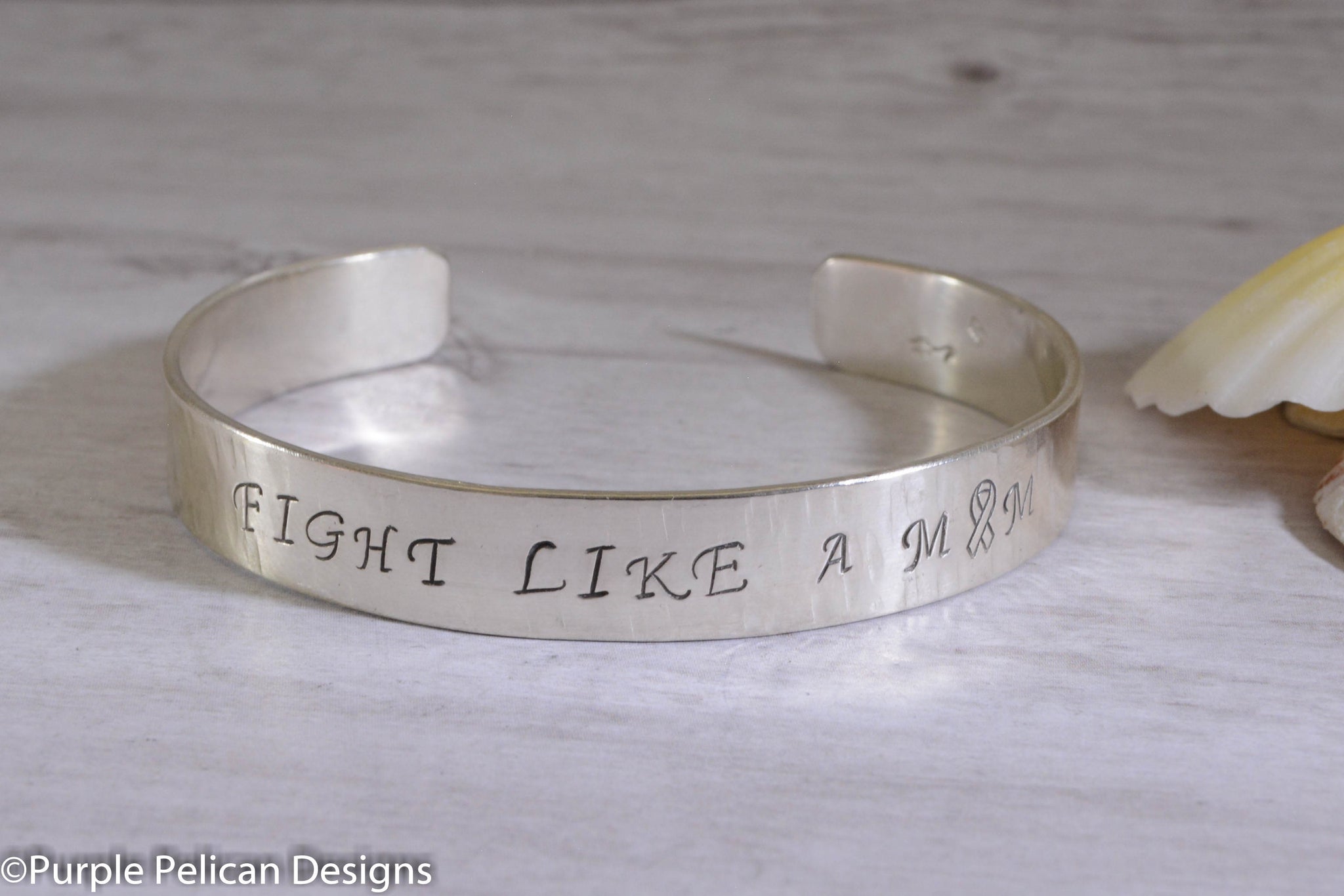 Fight Like A Mom Cuff Bracelet - Purple Pelican Designs