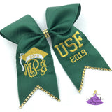 Graduation Cap Bow with Monogram & College Degree or Letters (Various Colors)