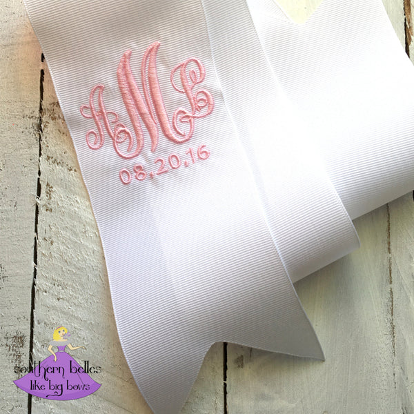 monogram ribbon weddings