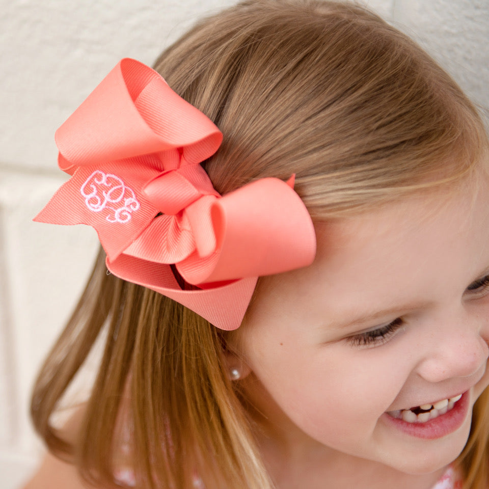 Coral Hair Bow for Toddlers