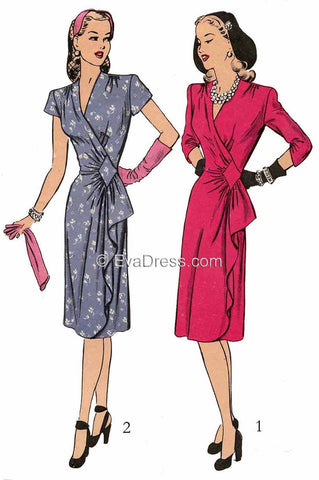 EvaDress.com 1943 Wrap Dress D40-1484