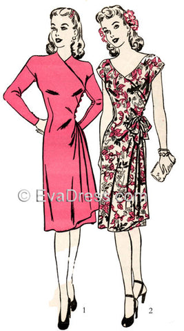 EvaDress.com 1943 Kimono Wrap Dress D40-3863