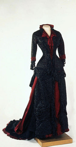 1880's Dress with jet beaded polonaise
