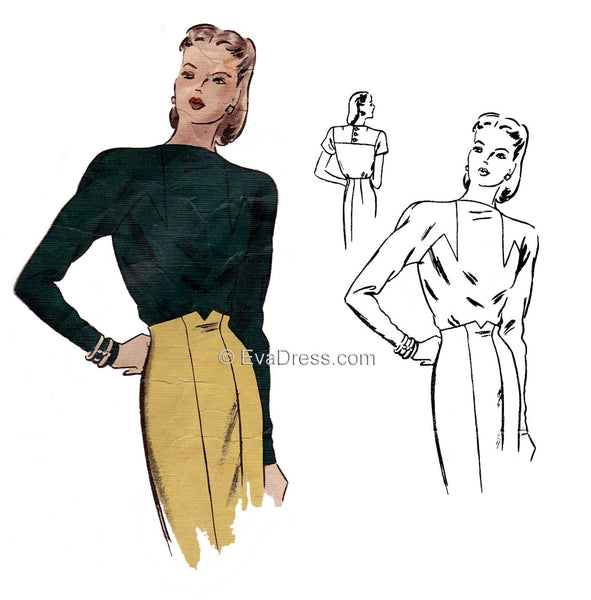 1944 Jacket, Skirt and Blouse SE40-210 – EvaDress Patterns