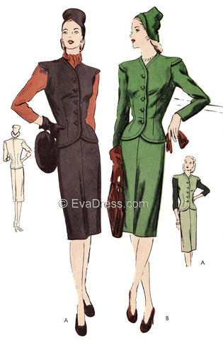 1944 Suit Dress & Scarf SE40-5307