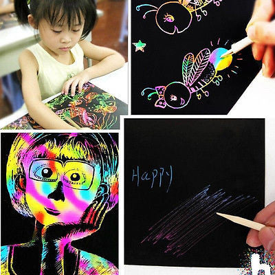 10 Sheet 16K Colorful Scratch Art Magic Drawing Toys ...