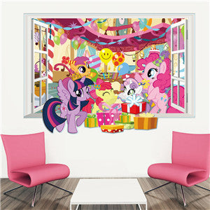 3d Cartoon My Little Pony Gift Window Wall Stickers Decal Poster Kids Nursery Bedroom Home Decor Vinyl Removeable Wallpaper