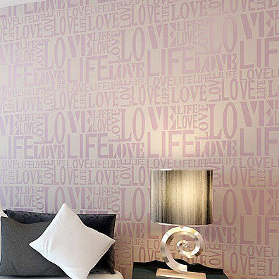 Purple Gray Pink Yellow White Flock Words Textured Letters Modern Wallpaper Simple Embossed Desktop Wall Paper Wall Covering