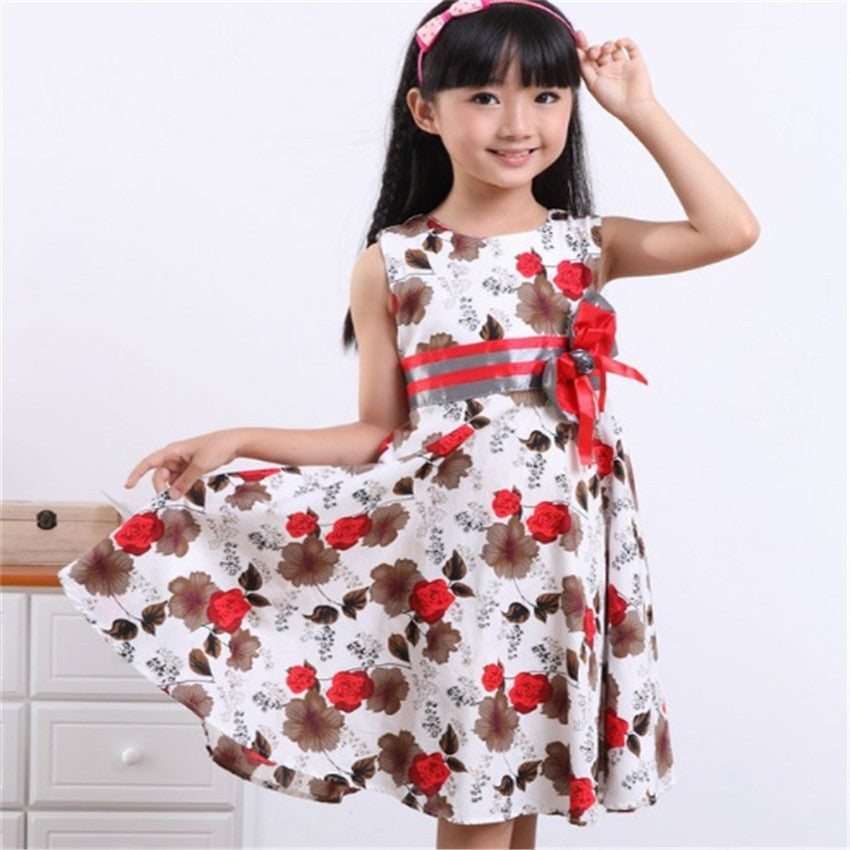 Baby Girls Floral Dress Girl Cotton Summer Princess Birthday Party Dre ...