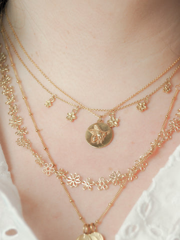 Flower doodle necklace gold