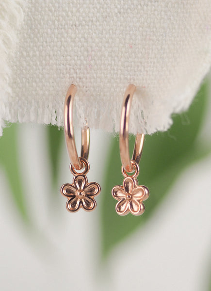 rose gold vermeil blossom flower hoop earrings