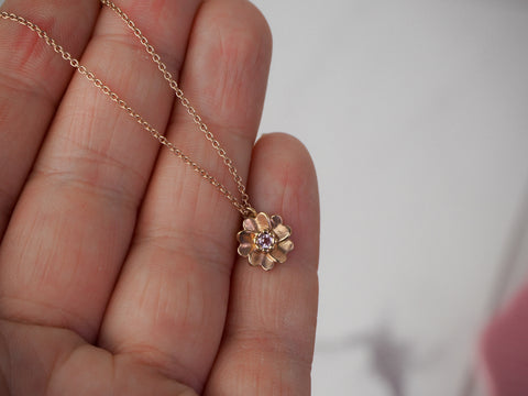 rose gold vermeil wild rose necklace