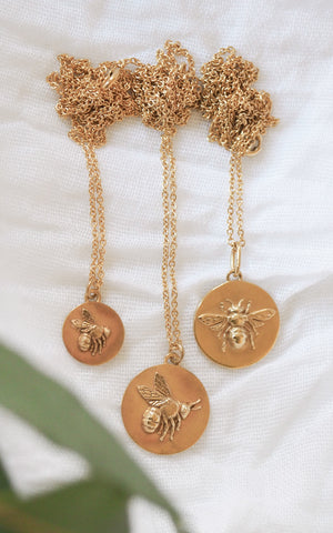 gold bee coin necklaces
