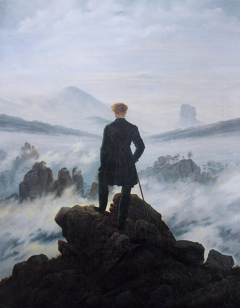 "Wanderer above the Sea of Fog" landscape painting by Caspar David Friedrich