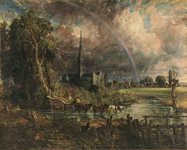 "Salisbury Cathedral from the Meadows." landscape painting by John Constable