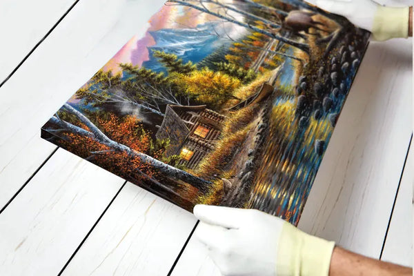 Cabin landscape canvas art print