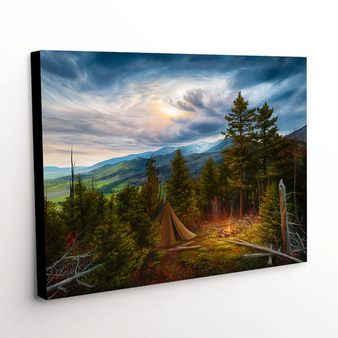 Camping artwork on canvas