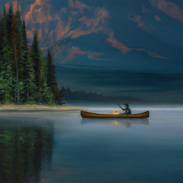 Man in canoe artwork