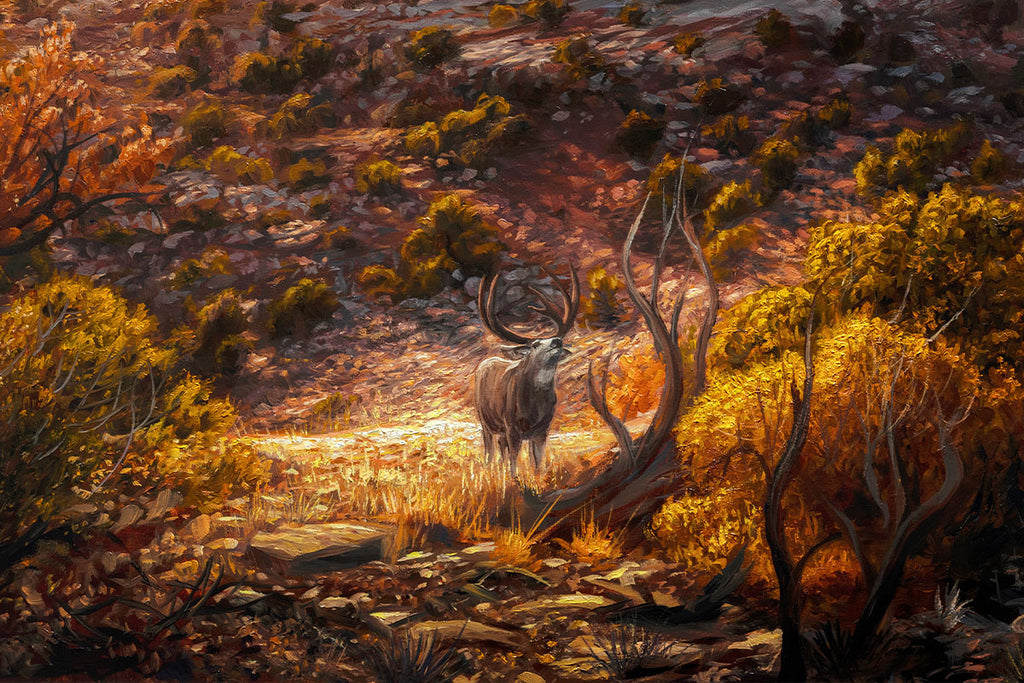 mule deer painting - wildlife art