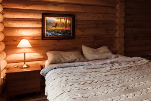 Rustic cabin framed art décor