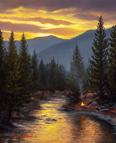 Sunset landscape painting art