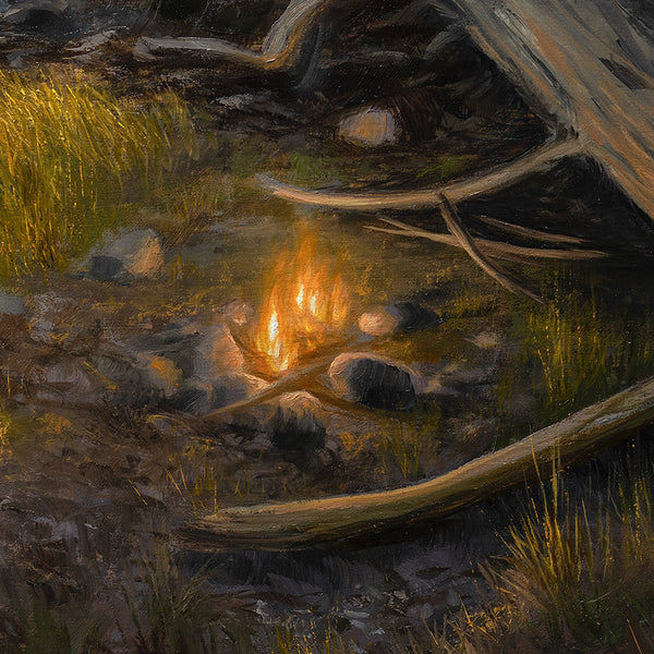 Campfire oil painting art