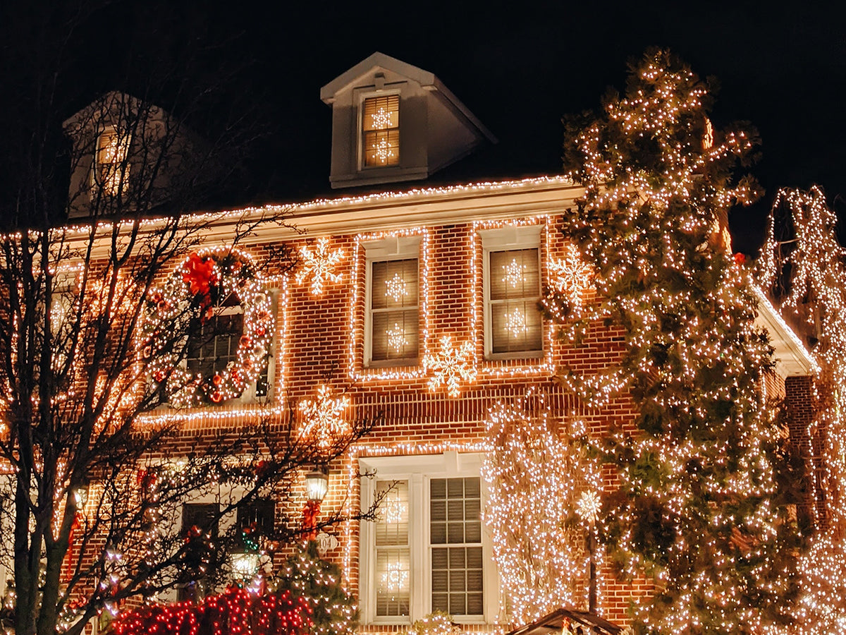 christmas decorations on house