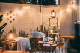 String LED Christmas lights along your backyard fence