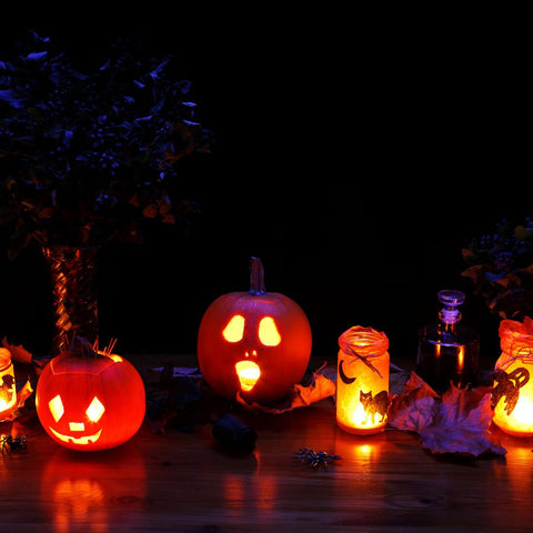 pumpkins with candles