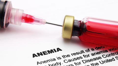 Anemia Spelled out with needle in vile