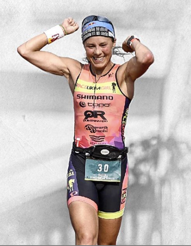 Angela Naeth winning Chattanooga Ironman