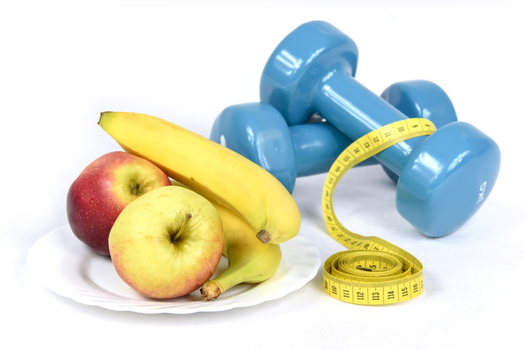 Apples bananas and blue weights