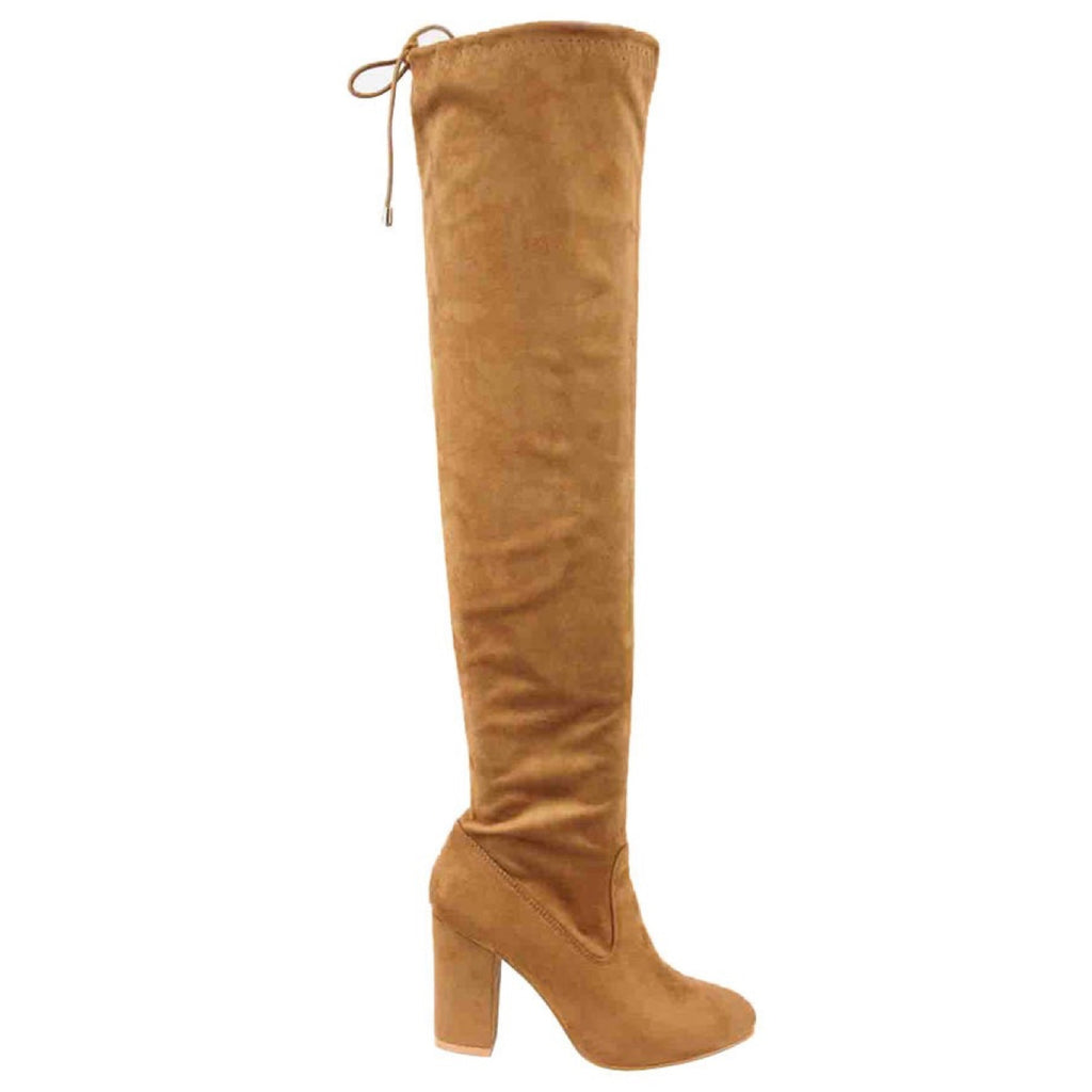 camel over the knee suede boots