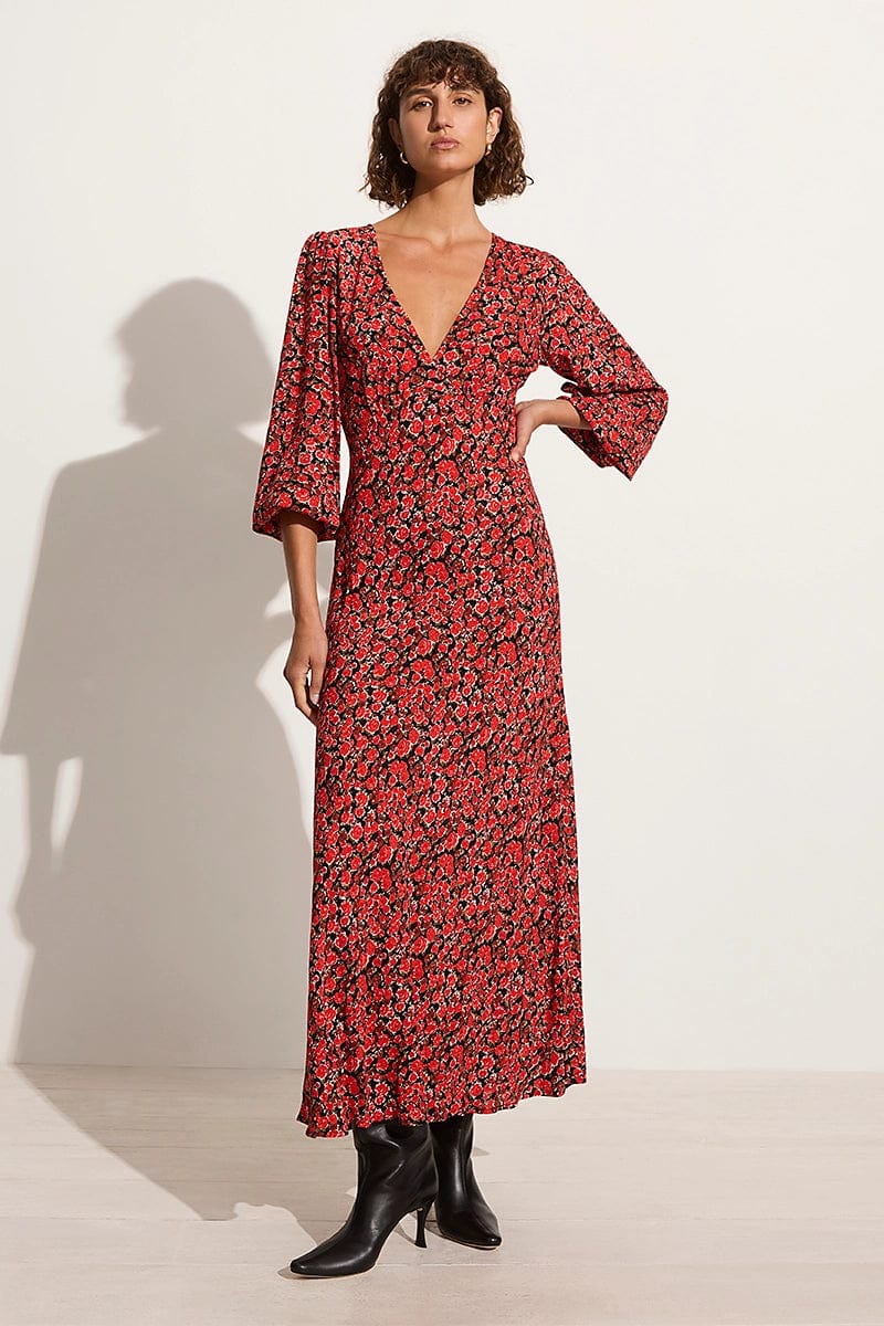 Reis Maxi Dress Escala Floral Navy - Faithfull the Brand