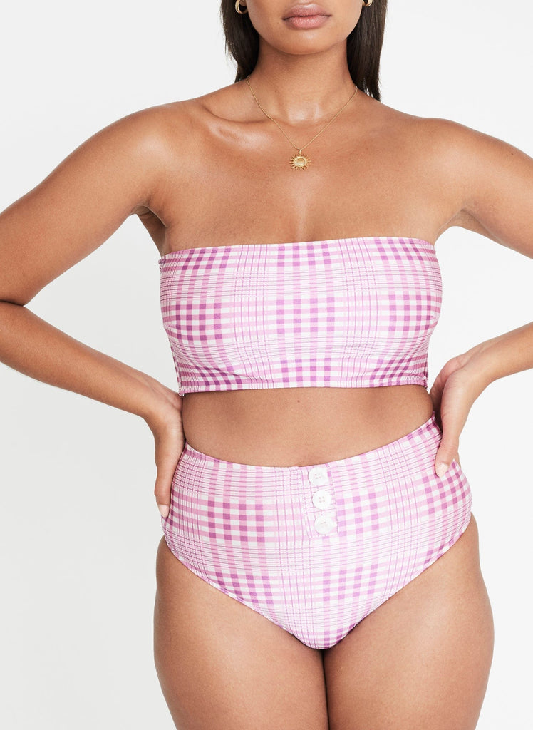 checkered bandeau bikini