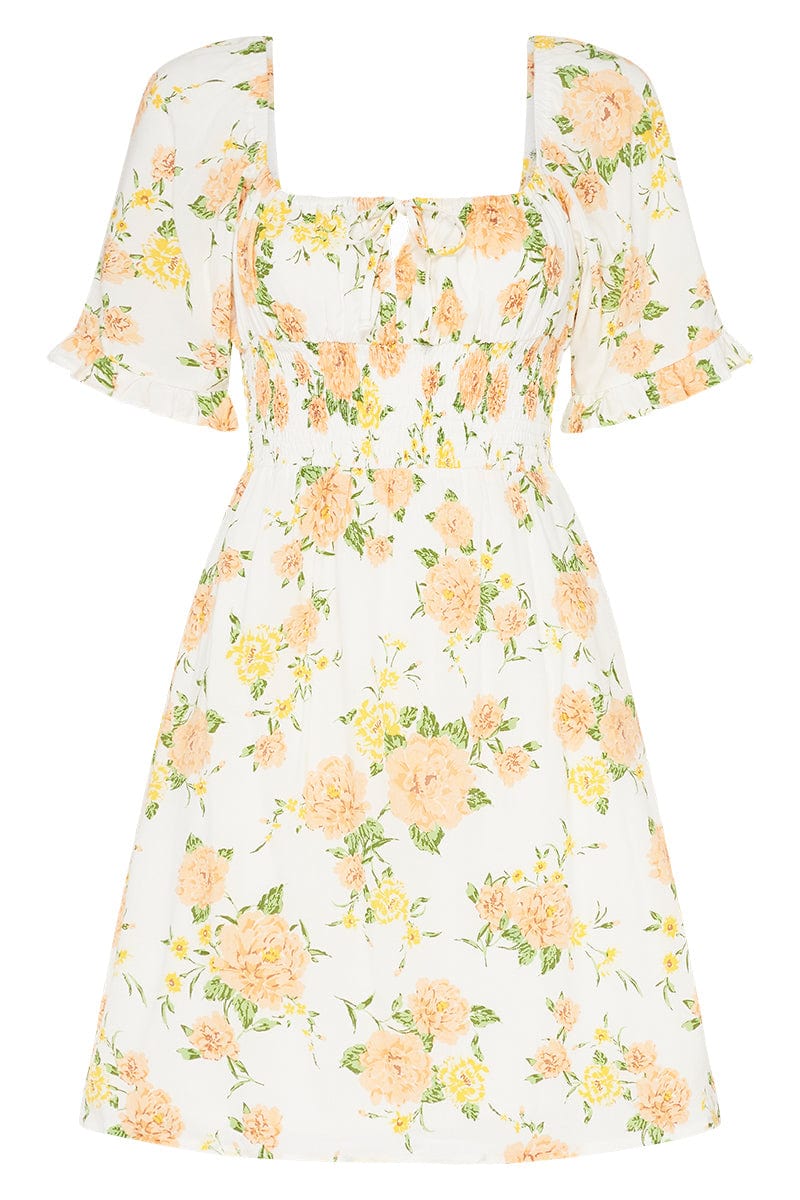 Lecco Mini Dress Velma Floral Print Peach