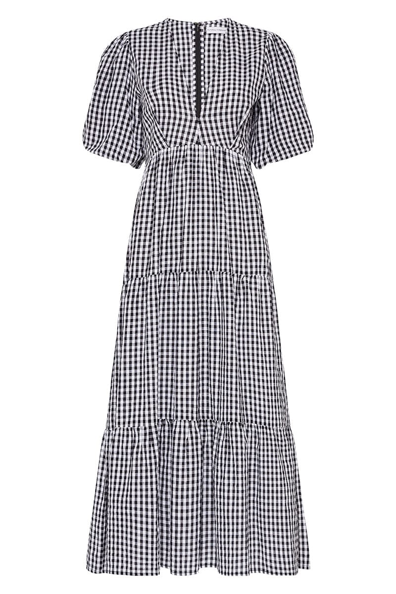 Aberdeen Midi Dress Varsha Gingham Black