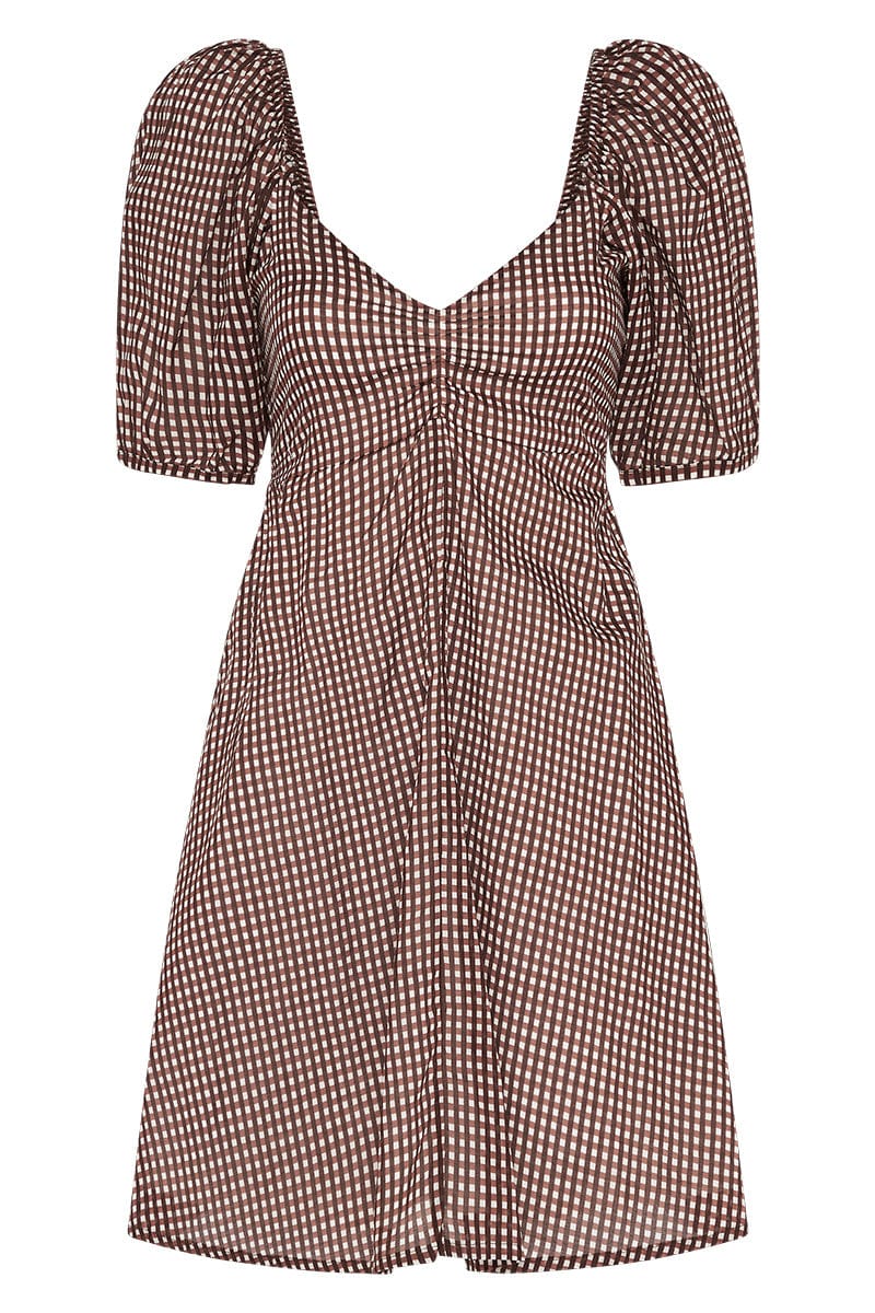 Winslow Mini Dress Solene Check Print Cocoa