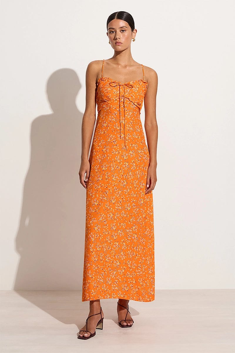 ZZYLHS Fashion Floral Print Slim A-Line Dress Elegant Ladies Maxi
