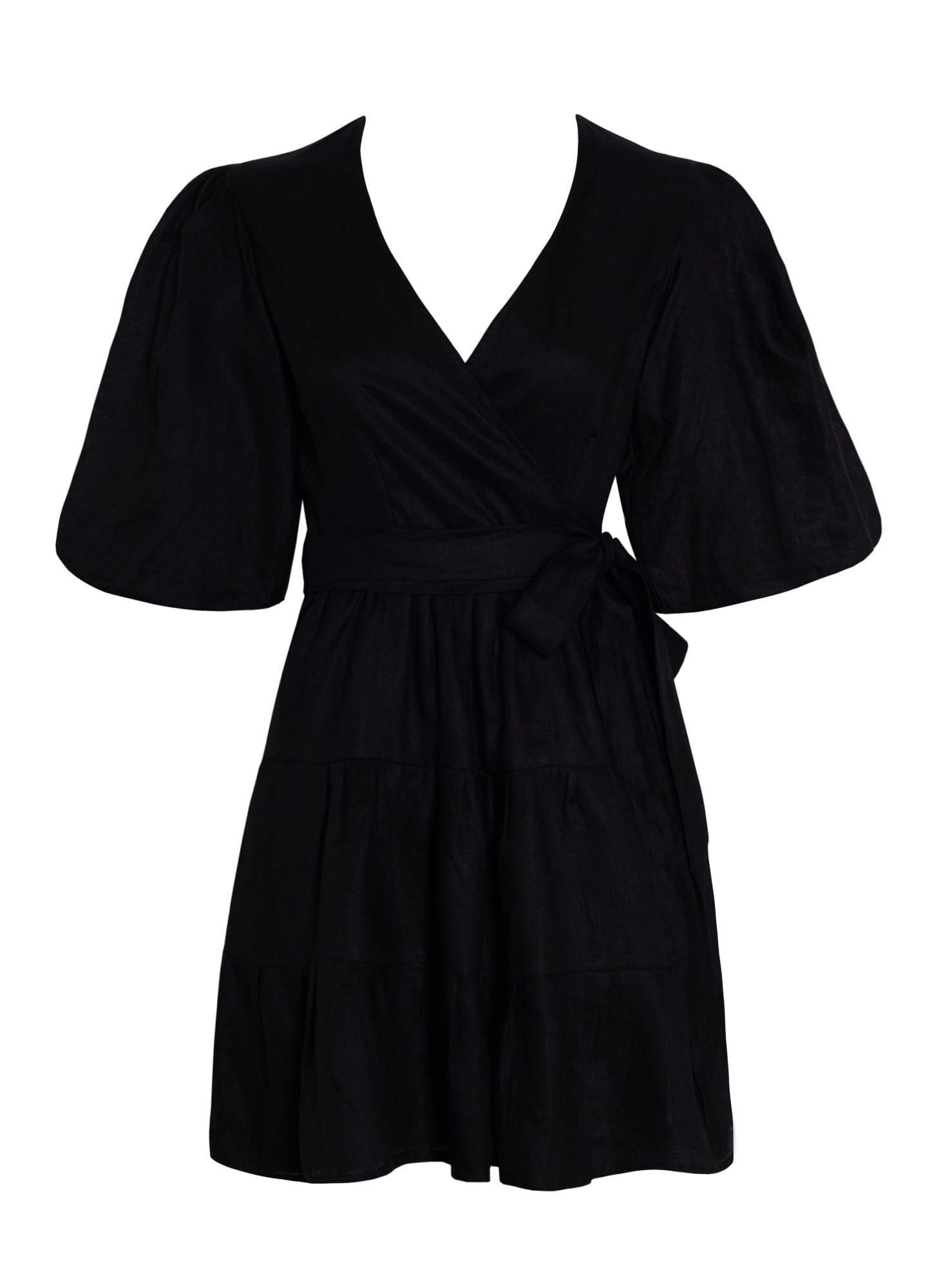 Rooney Wrap Mini Dress Plain Black