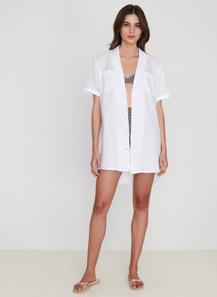 plain white linen dress