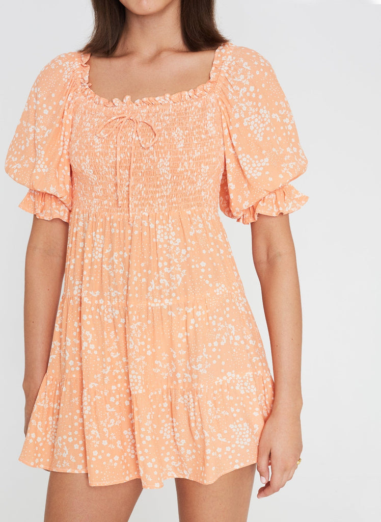 floral peach dress