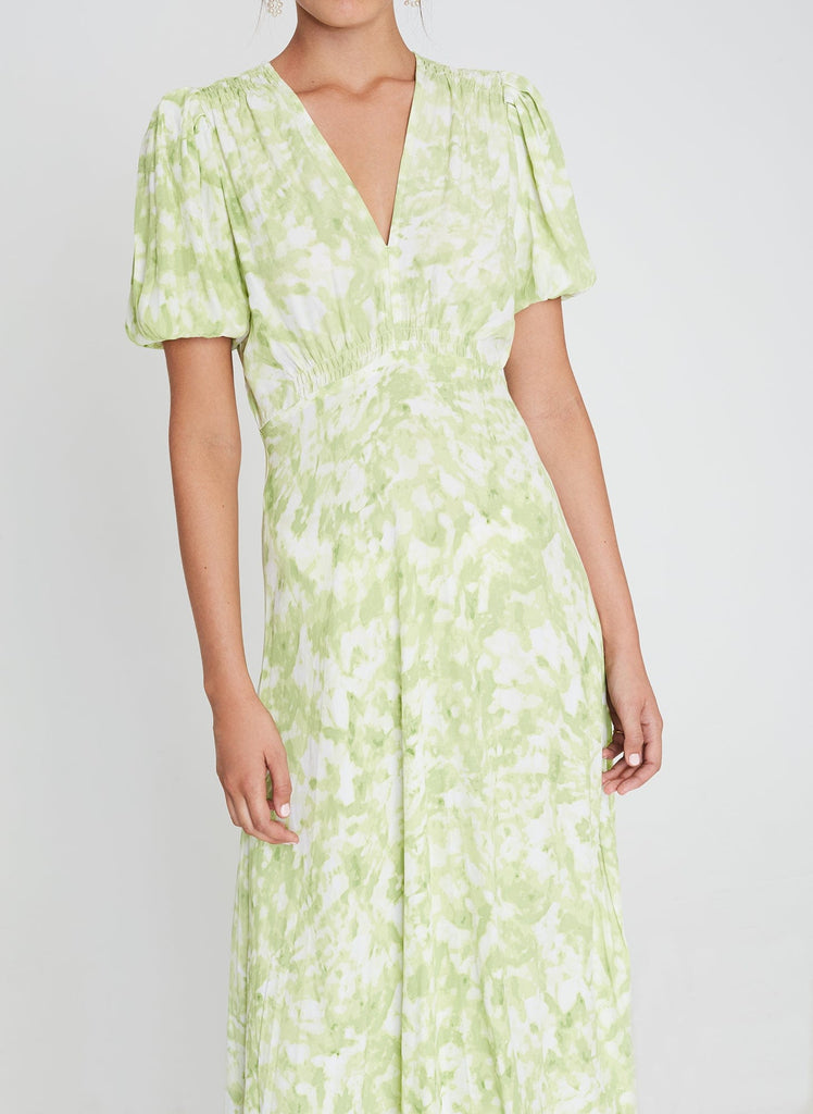 faithfull the brand green midi dress